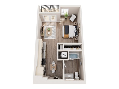 Floor plan for studio, 1 bath, 538 sqft